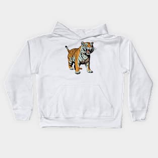 Colorful Tiger Cartoon Vintage Bengals Tiger Drawing Comics Fearless Tiger Kids Hoodie